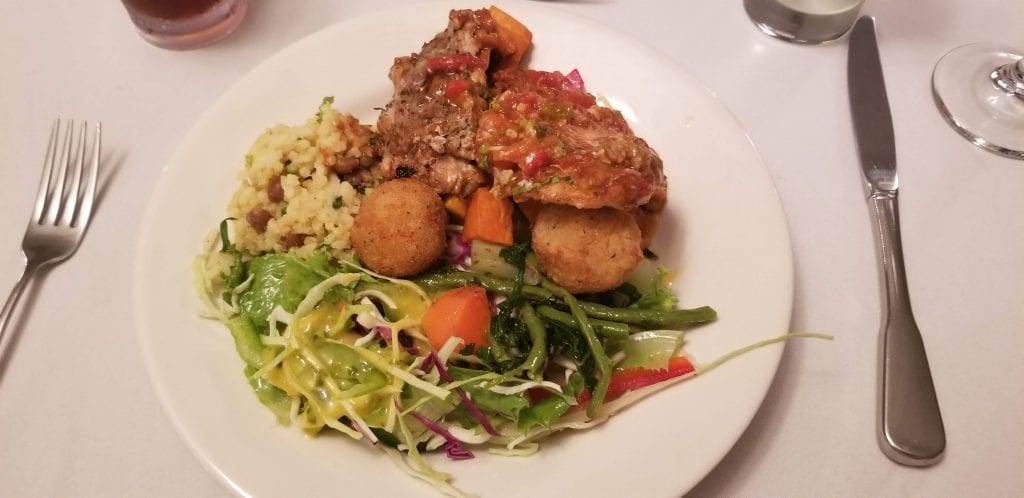 Dairy-Free St. Lucia Tips - My meal at the wedding, all dairy-free and mostly vegetarian.
