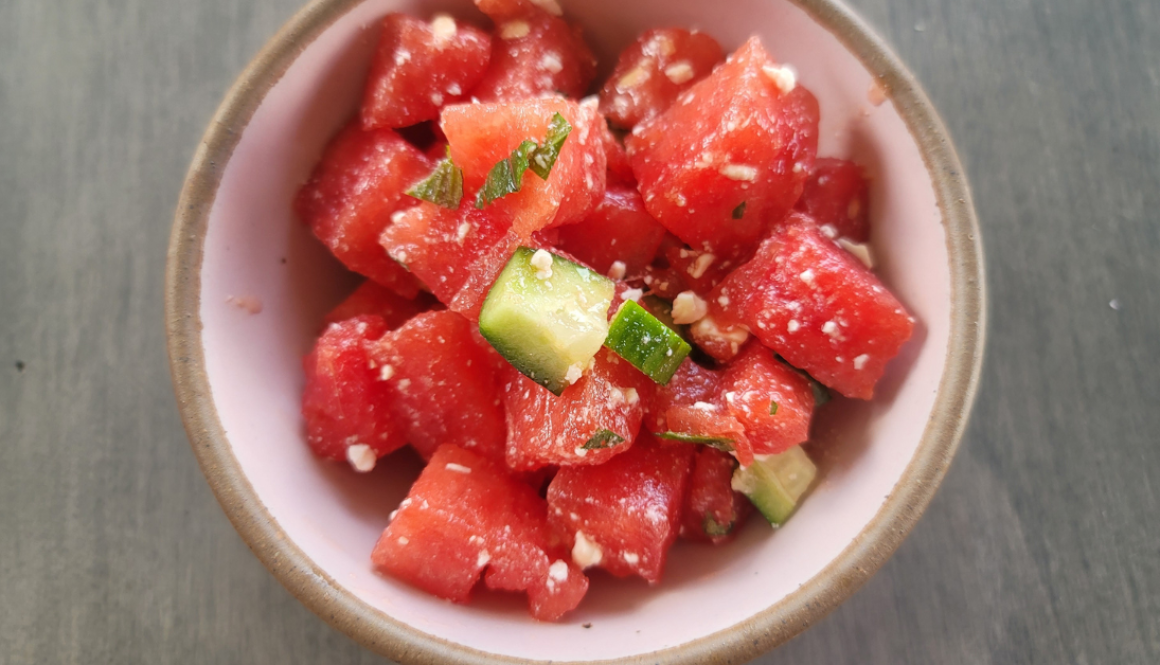 Watermelon feta mint salad with dairy-free options